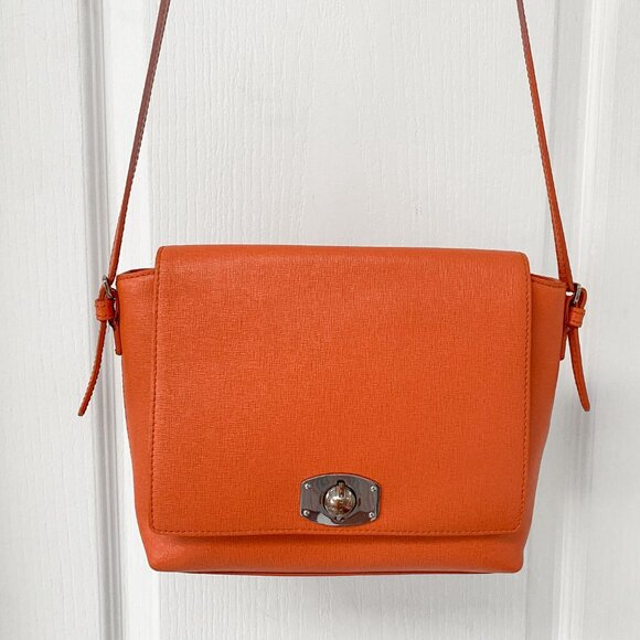 Furla - Appaloosa Pebbled Leather Cross Body Shoulder Bag - Orange - Picture 1 of 13